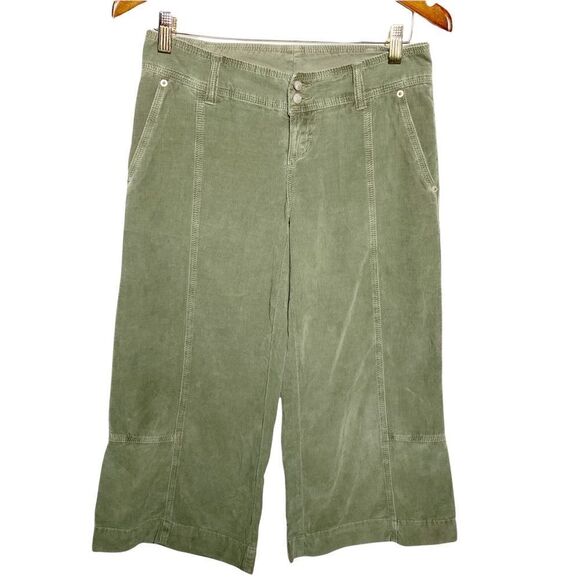 Joie Green Corduroy Wide Leg Cropped Pants Size 2 - Picture 1 of 8